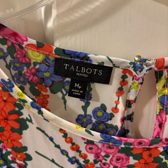 Talbots Petites Women's Ruffle-Short Sleeve Top ~ Swirling Floral ~ MP ~ EUC - Picture 5 of 8
